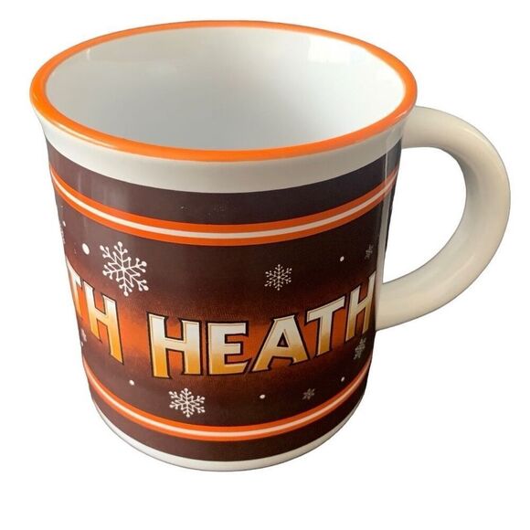 Pre Owned Heath Coffee Mug Cup White Brown Orange Snowflake Hershey Chocolate - Picture 7 of 10